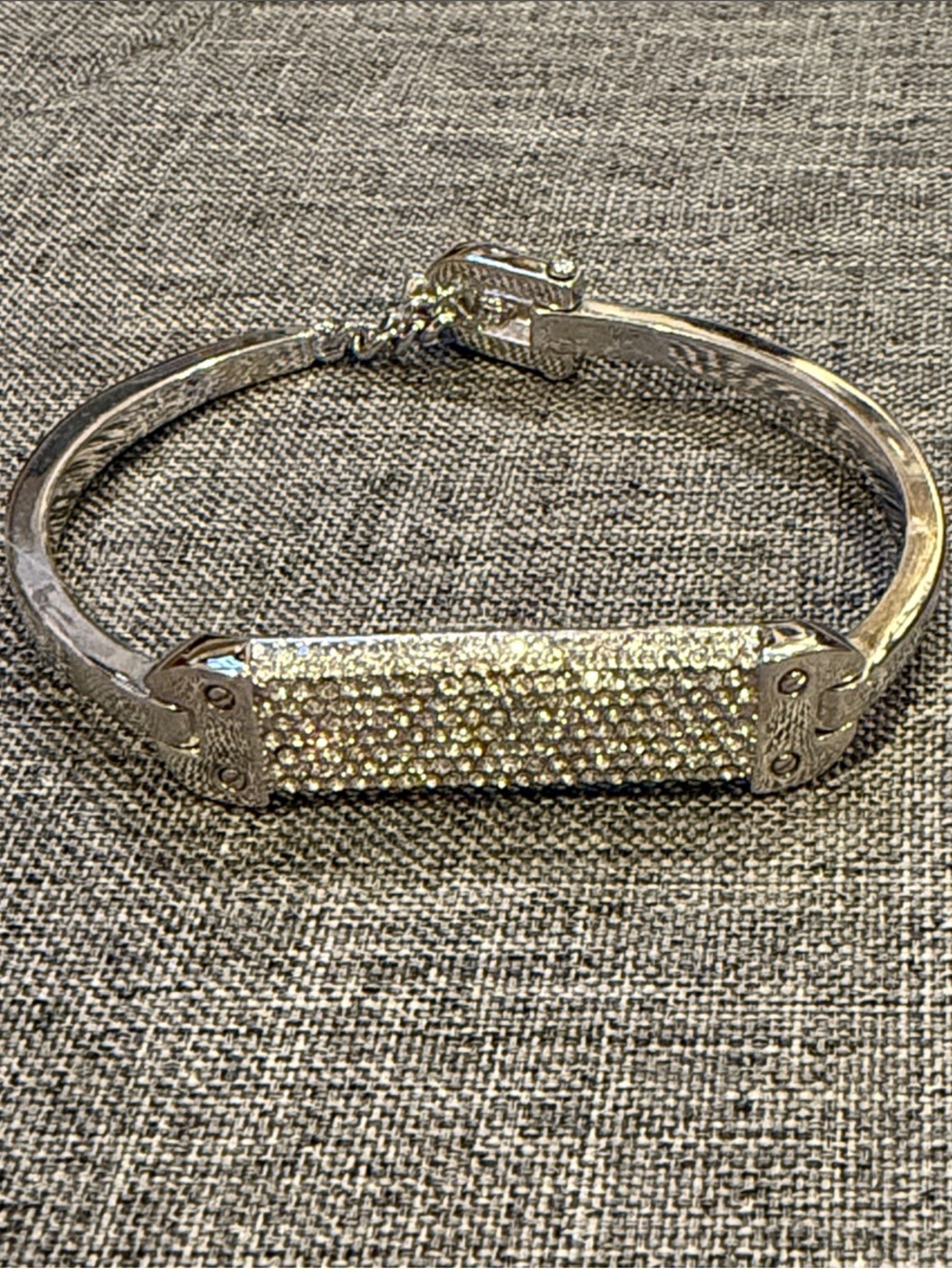 henri bendel Silver Crystal Pavé Bar Bangle Bracelet; -7”; small wrist